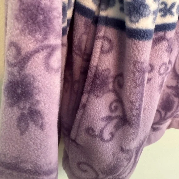 Vintage 90s Purple Patterned Fleece Jacket (XL) - Picture 4 of 4